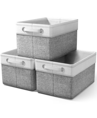 3 Pack 15 inch Collapsible Storage Bins with Handles - Perfect for Home Storage & Organization