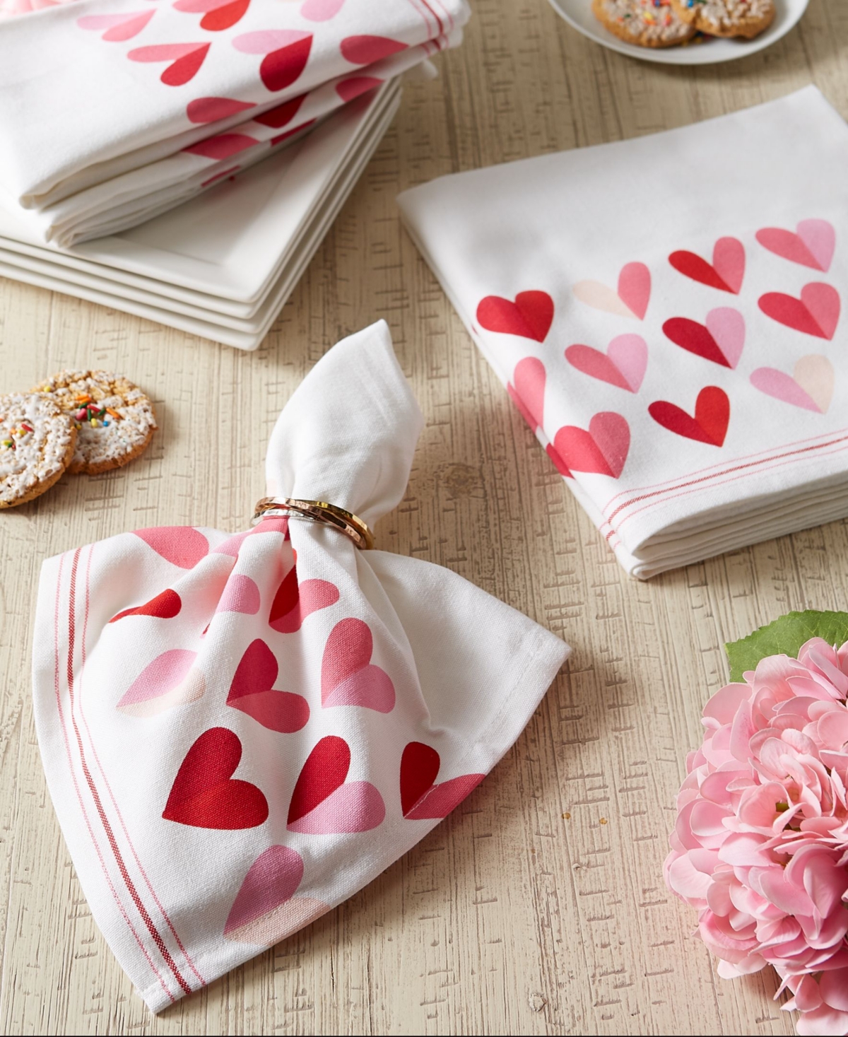 Design Imports Valentine's Day Napkin, Set Of 6 In Two Hearts