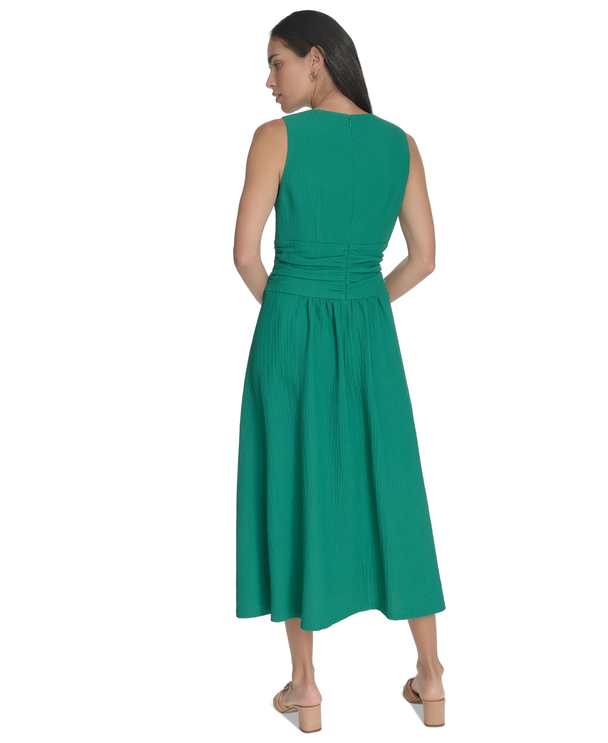 Shop Calvin Klein Women's V-neck Twist-front Midi Dress In Meadow