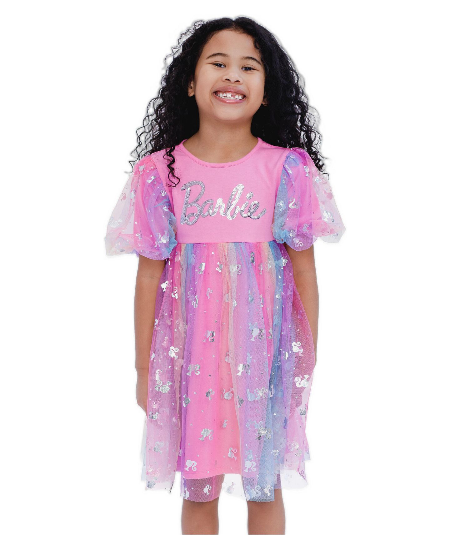Платье Barbie Sequin Tutu Dress для девочек, цвет: Розовый — фото 2