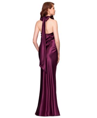Women's Halter-Neck Sleeveless Satin Gown 