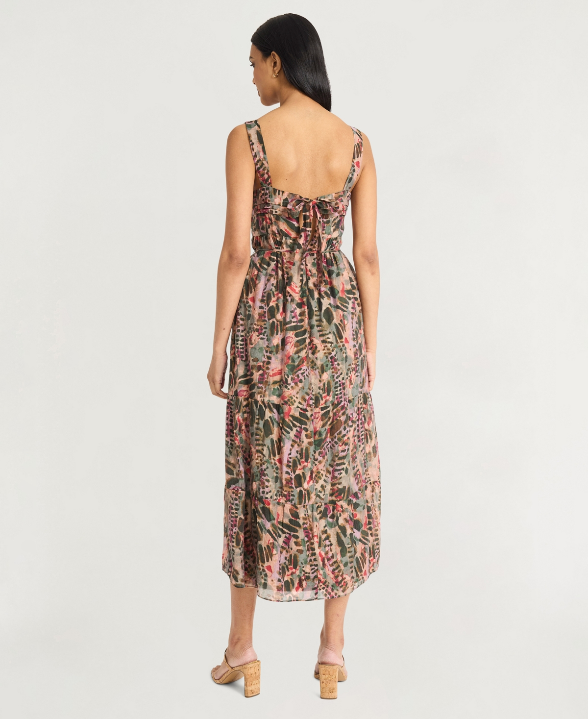 The Good Journey Cypress Stripes Midi Sundress In Brwn,coral