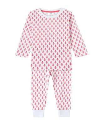 Little Girls Organic Cotton 2PC Pajama Set, Pink City (Pink & White)
