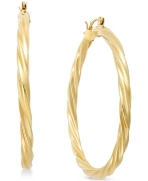 image of Twisted Hoop Earrings in 14k Gold