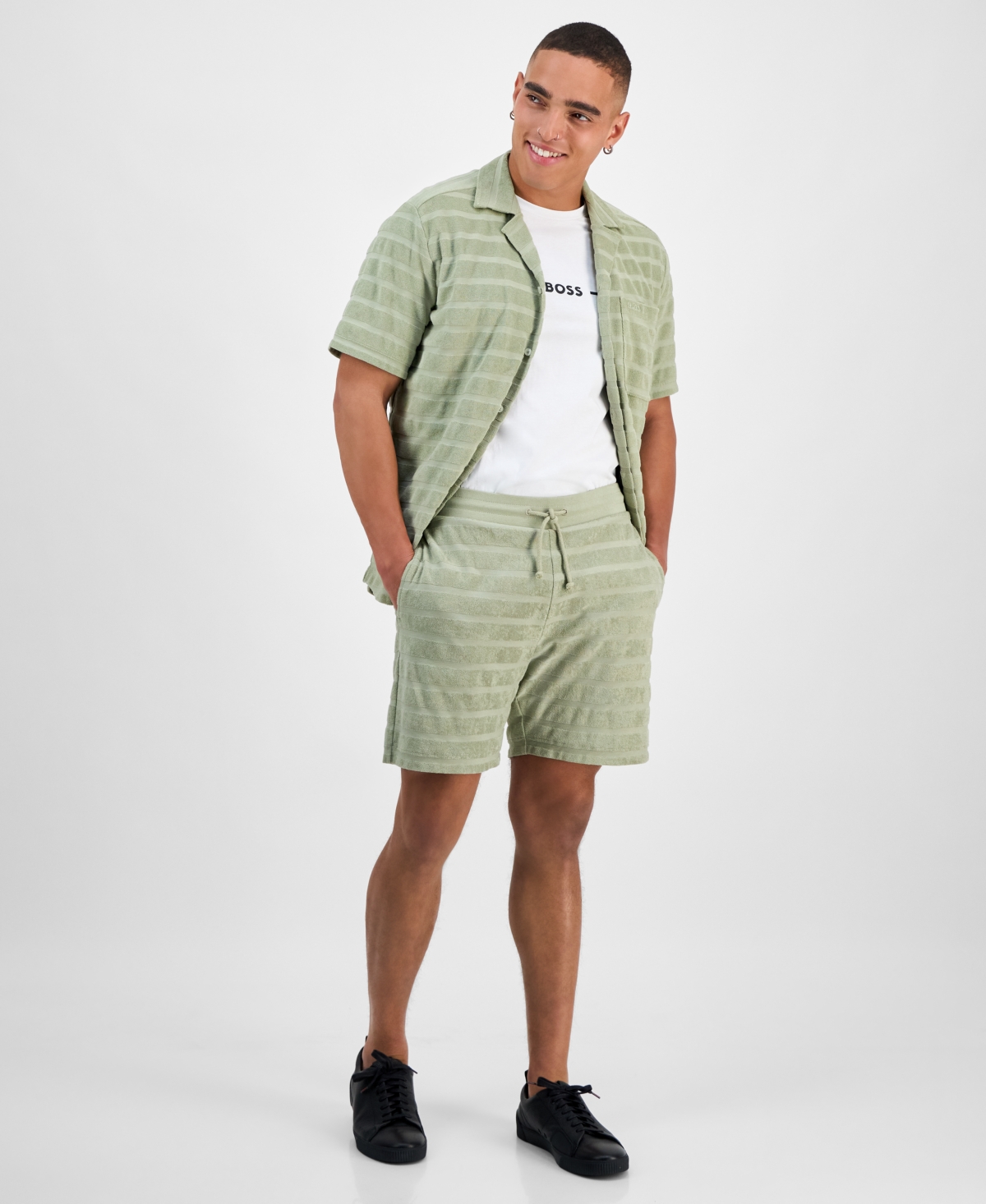 Hugo by Hugo Boss Men's Dutowel Stripe Shorts - Green