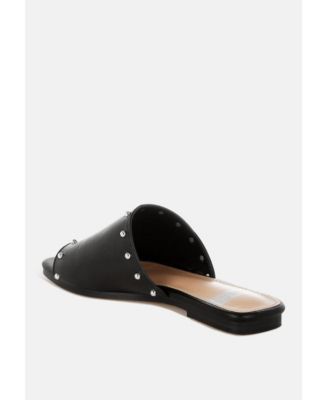 Renaldi Genuine Leather Studded Slip-On Flats