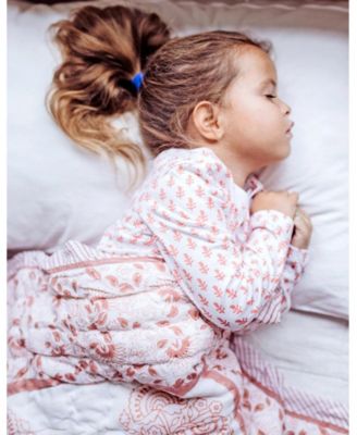 Little Girls Organic Cotton 2PC Pajama Set, Pink City (Pink & White)