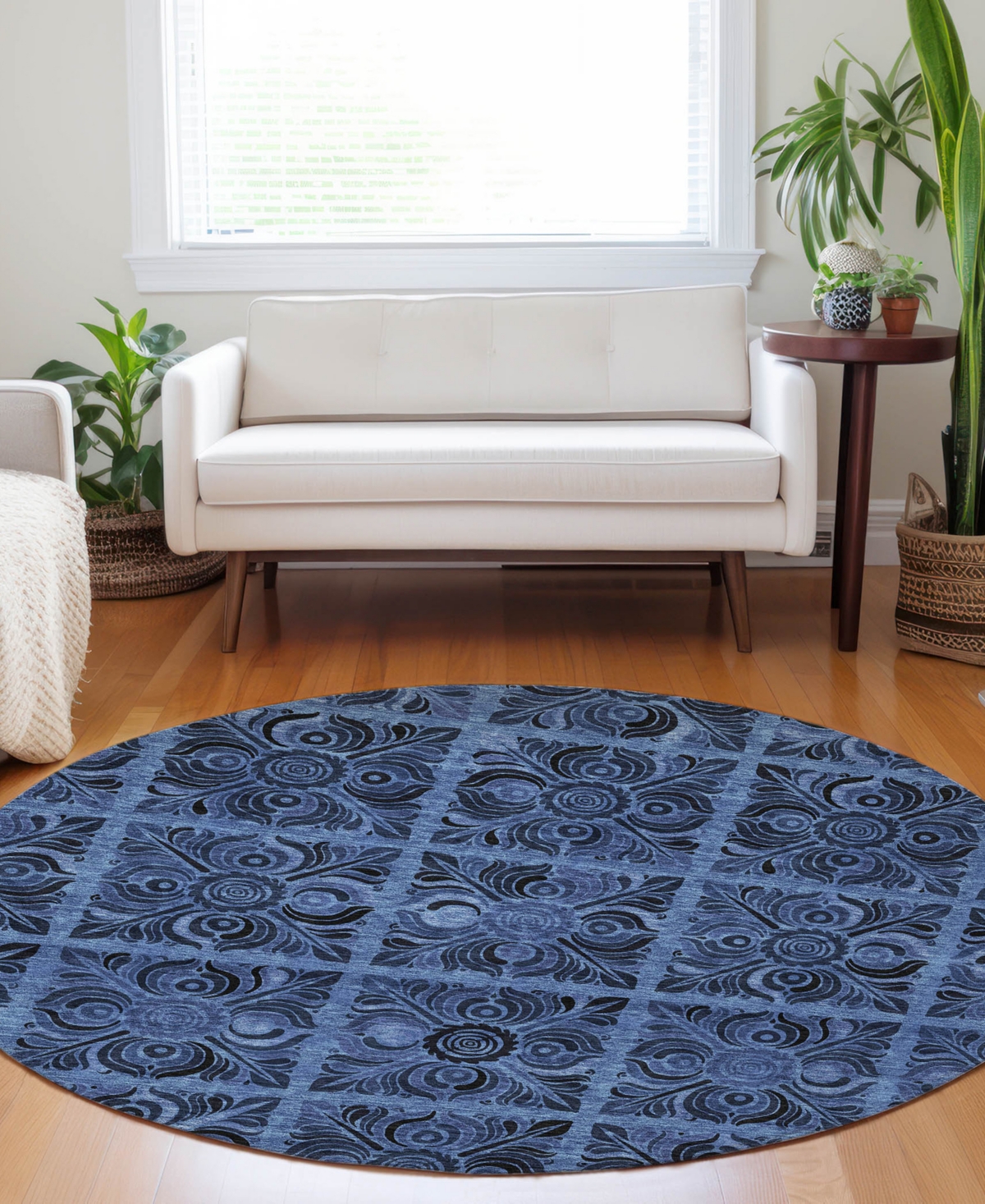 Addison Chantille Acn853 8'x8' Round Area Rug In Denim