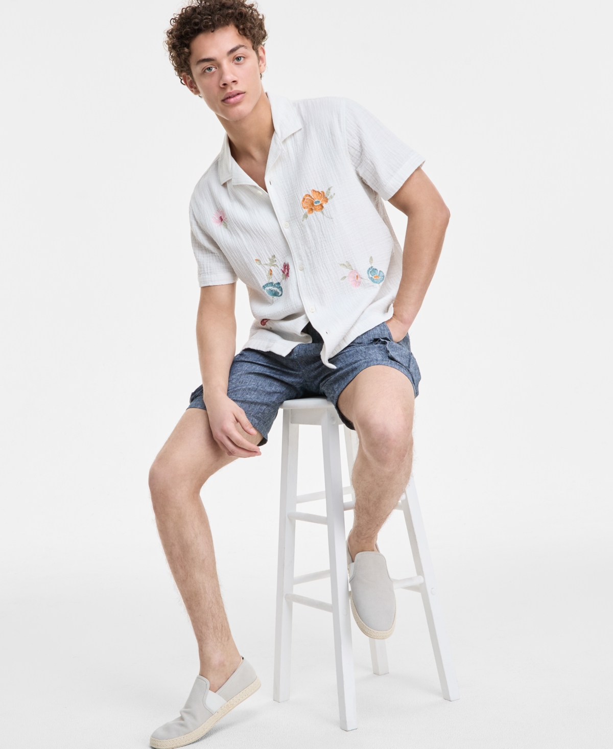 Sun + Stone Men's Augustus Floral Shirt, Exclusively At Macy's In White