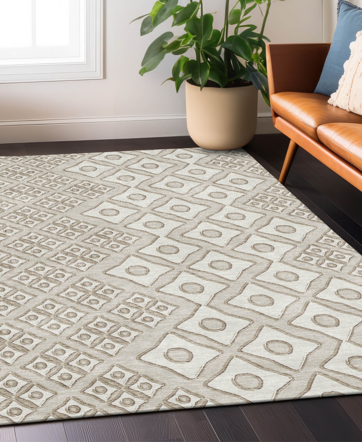 Addison Chantille Machine Washable Acn866 2'6"x3'10" Area Rug In Beige