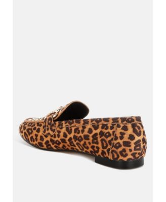 Meopa Horsebit & Studs Metallic Leopard Print Loafers