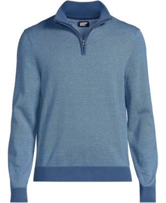 Men's Long Sleeve Fine Gauge Cotton Quarter Zip Sweater