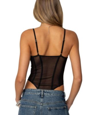 Womens Jenia Sheer Mesh Cupped Bodysuit
