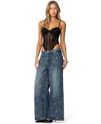 Womens Jainie Grommet Low Rise Jeans