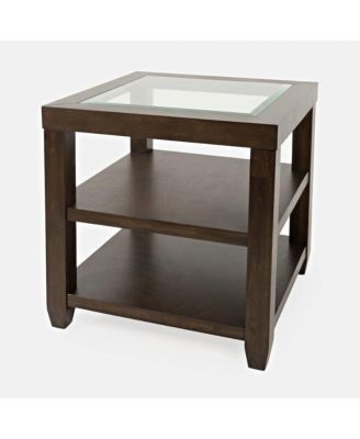 Urban Icon Contemporary Glass Inlay End Table with Storage, Merlot