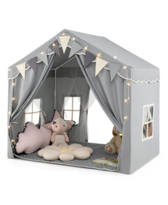 3-4 Kids Large Play Tent House with 2 Opening Doors and Star Lights