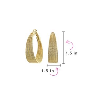 Multi Cable Hoop Huggie Earrings Gold Plated Brass 1.5 Inch Diameter