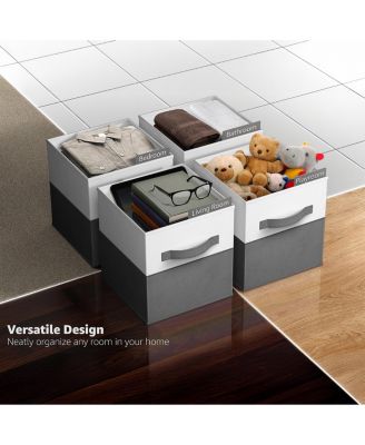 6 Pack 11" Two Tone Foldable Storage Cubes with Handles - Perfect for clothes, toys, books, linens, and more