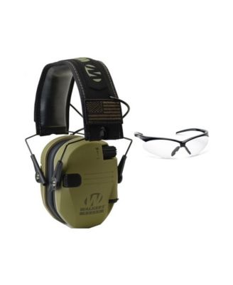 Walker's Razor Slim Electronic Shooting Range Earmuff (OD Patriot) and Glasses
