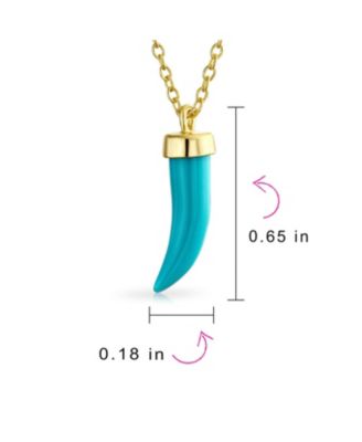 Western Turquoise Cornicello Horn Pendant Necklace 14K Gold Plated Silver