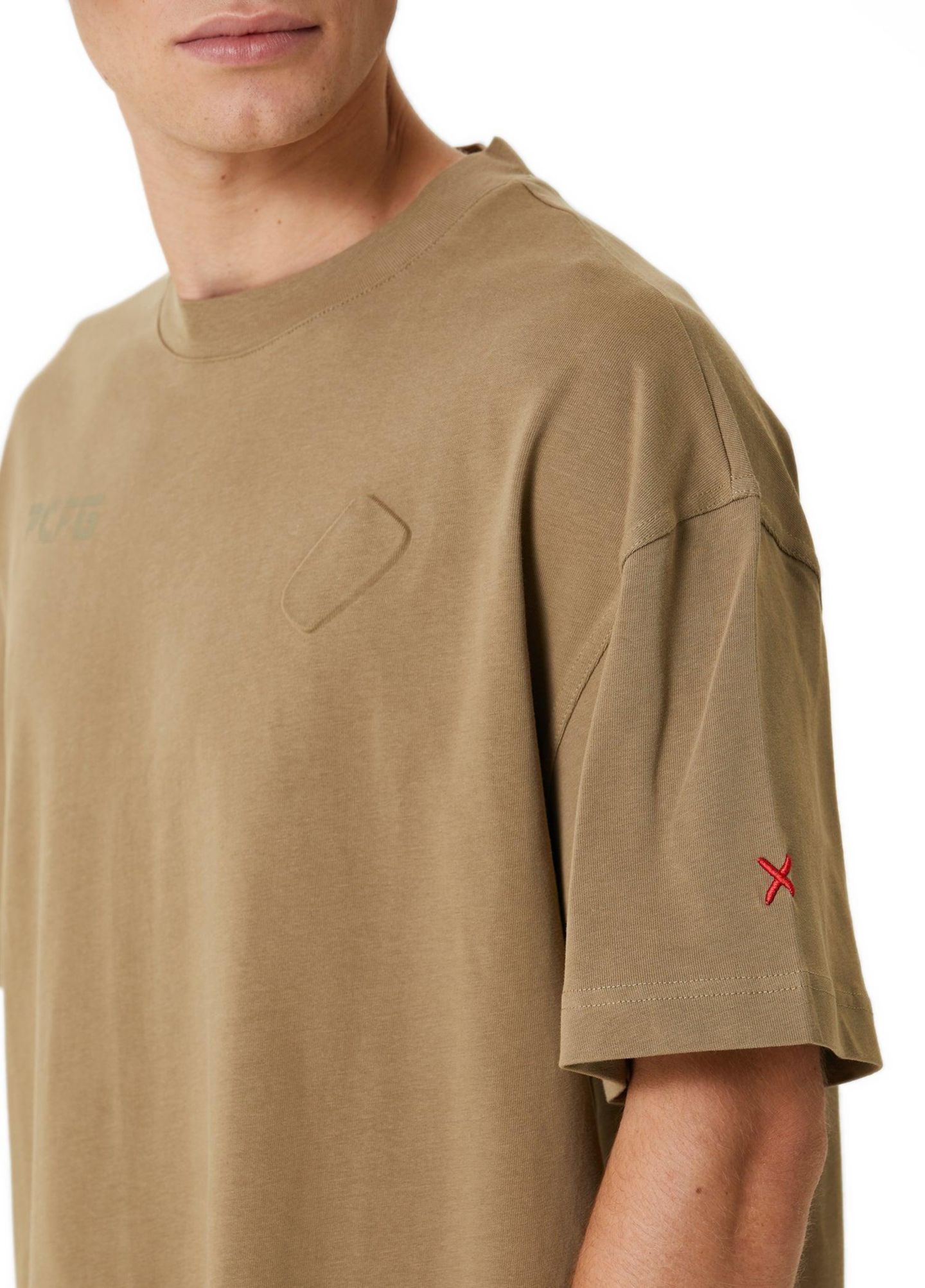 Мужская футболка PCFG Cotton With Emboss Detail, цвет: Коричневый — фото 3