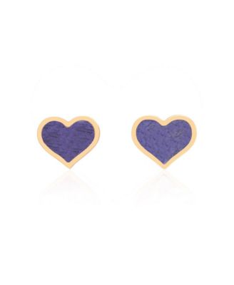 Large Amethyst Heart Stud Earrings 14k Gold