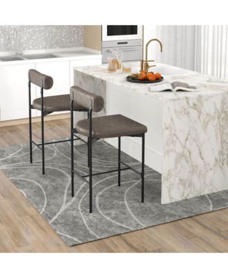  Set of 4   Upholstered   Padded Cushion & Backrest with Footrest   26" Bar Stools