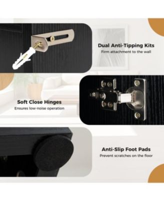 TV Cabinet with 3 Adjustable Shelves and Anti-Tipping Kits Secure Entertainment Center for Living Room