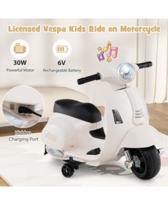 Kids Ride on Motorcycle Licensed Vespa with LED Headlight and Horn Sound