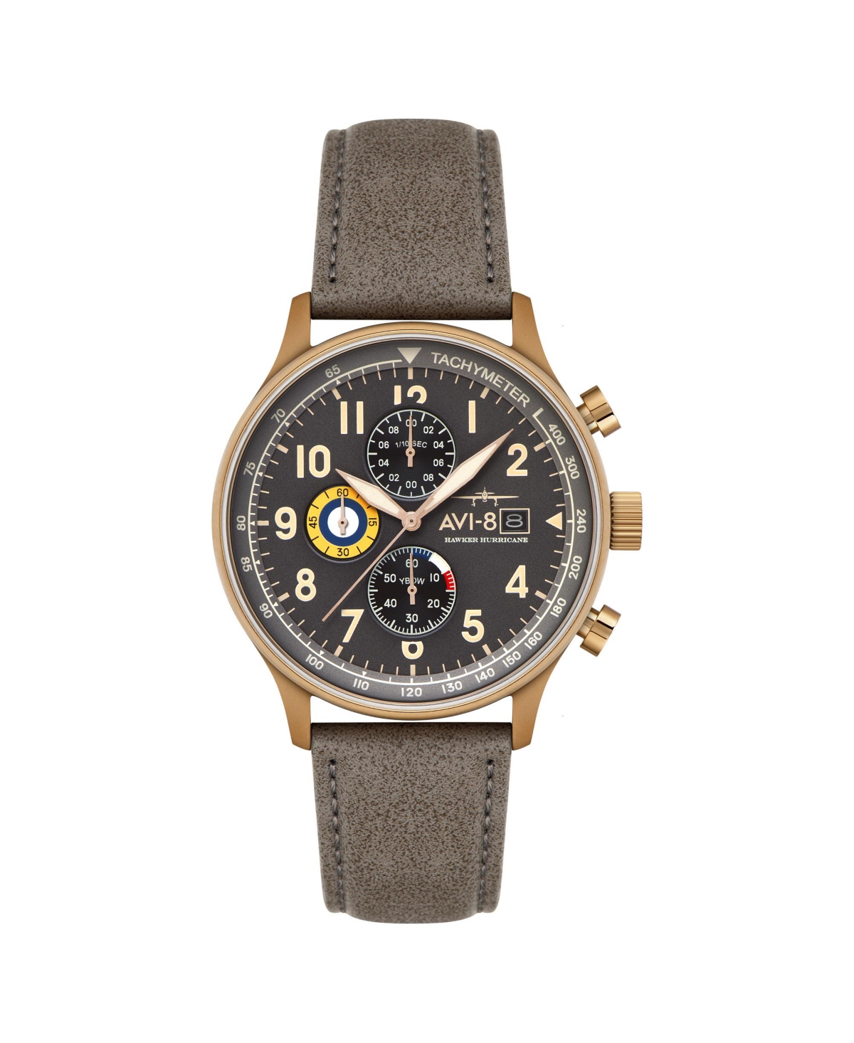 Men's Hawker Hurricane Classic Chronograph Beige Leather Strap Watch, 43.5mm - Gray