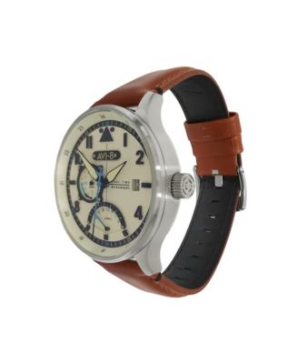 Men's Hawker Hurricane Mckellar Dual-Time Tan Leather Strap Watch, 44mm