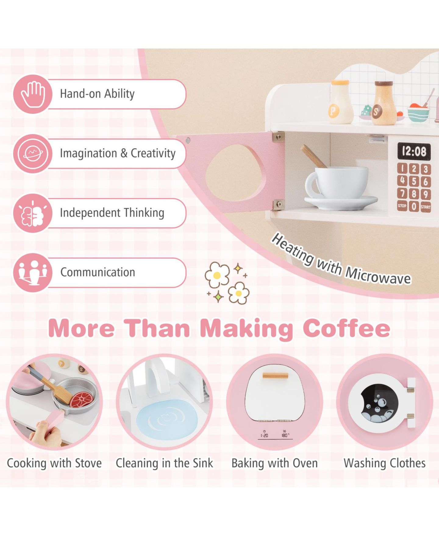 Детский игровой набор Slickblue Coffee Maker Kitchen Playset, Ages 3+, цвет: Розовый — фото 5