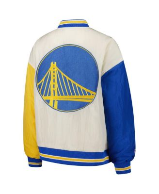 Women's White Golden State Warriors Full-Snap Bomber Jacket