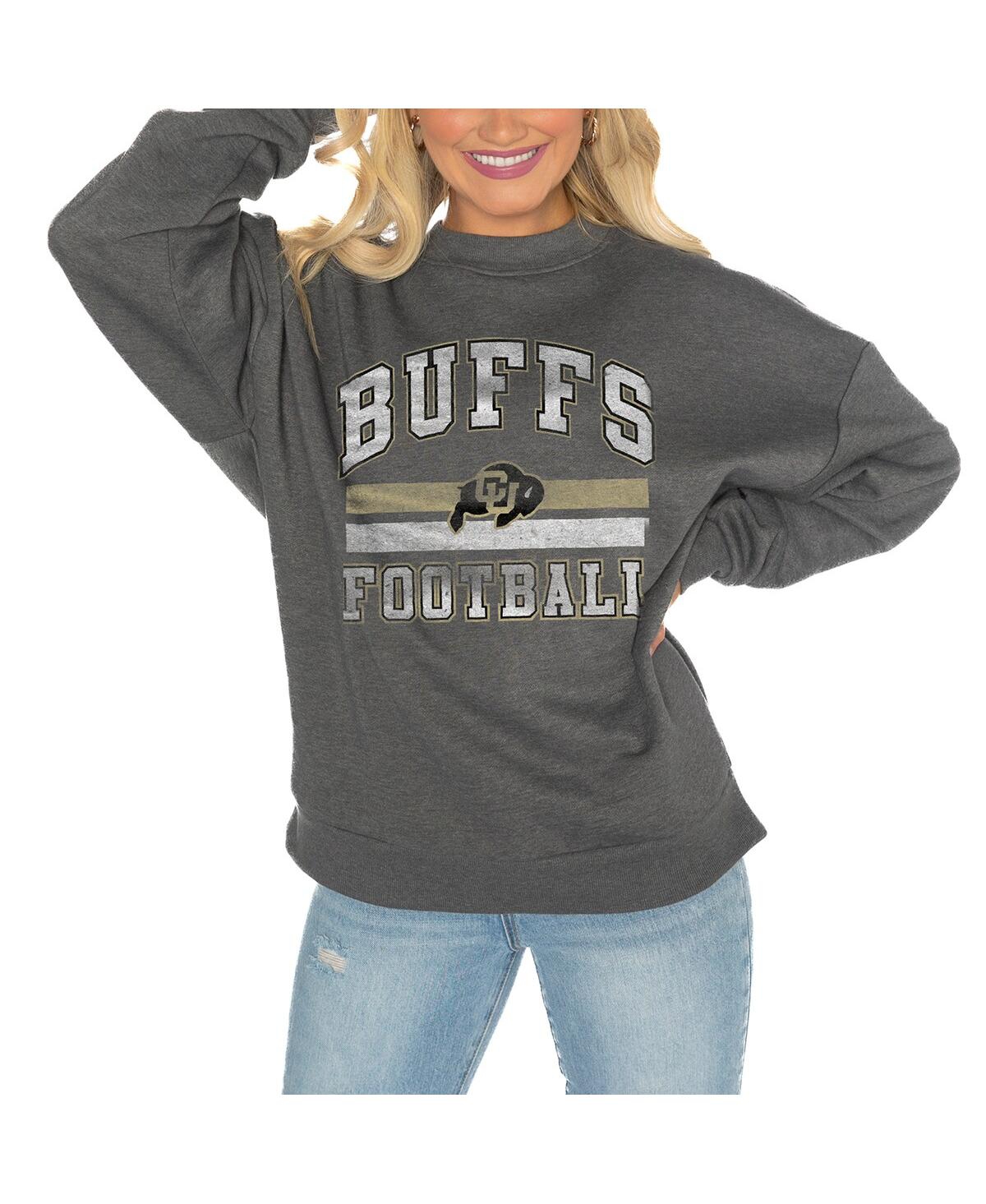 Shop Gameday Couture Women's Charcoal Colorado Buffaloes Drop Shoulder Fleece Drop Pullover Sweatshirt