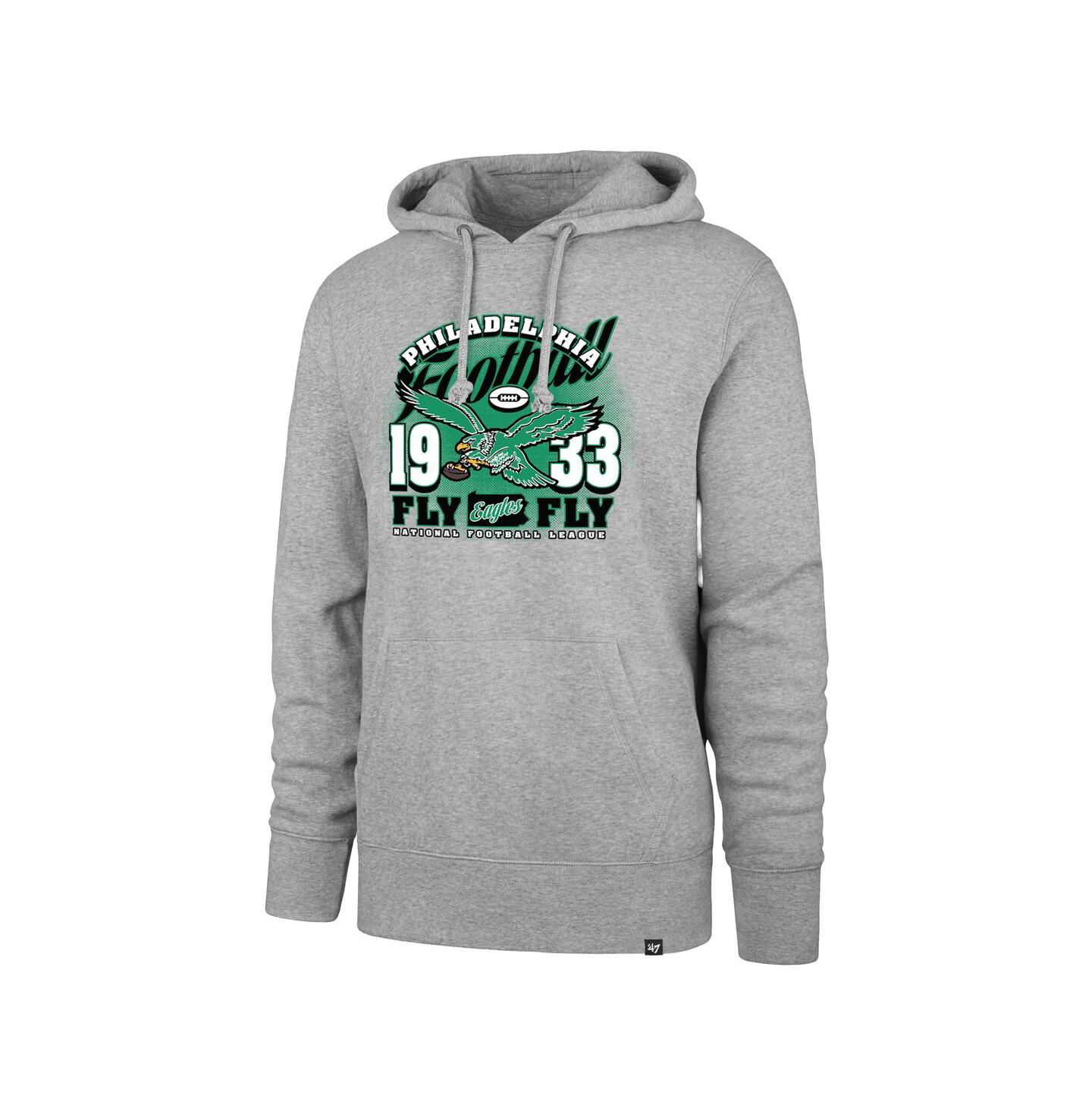 Мужское худи '47 Brand Gray Philadelphia Eagles Regional Headline Pullover — фото 3