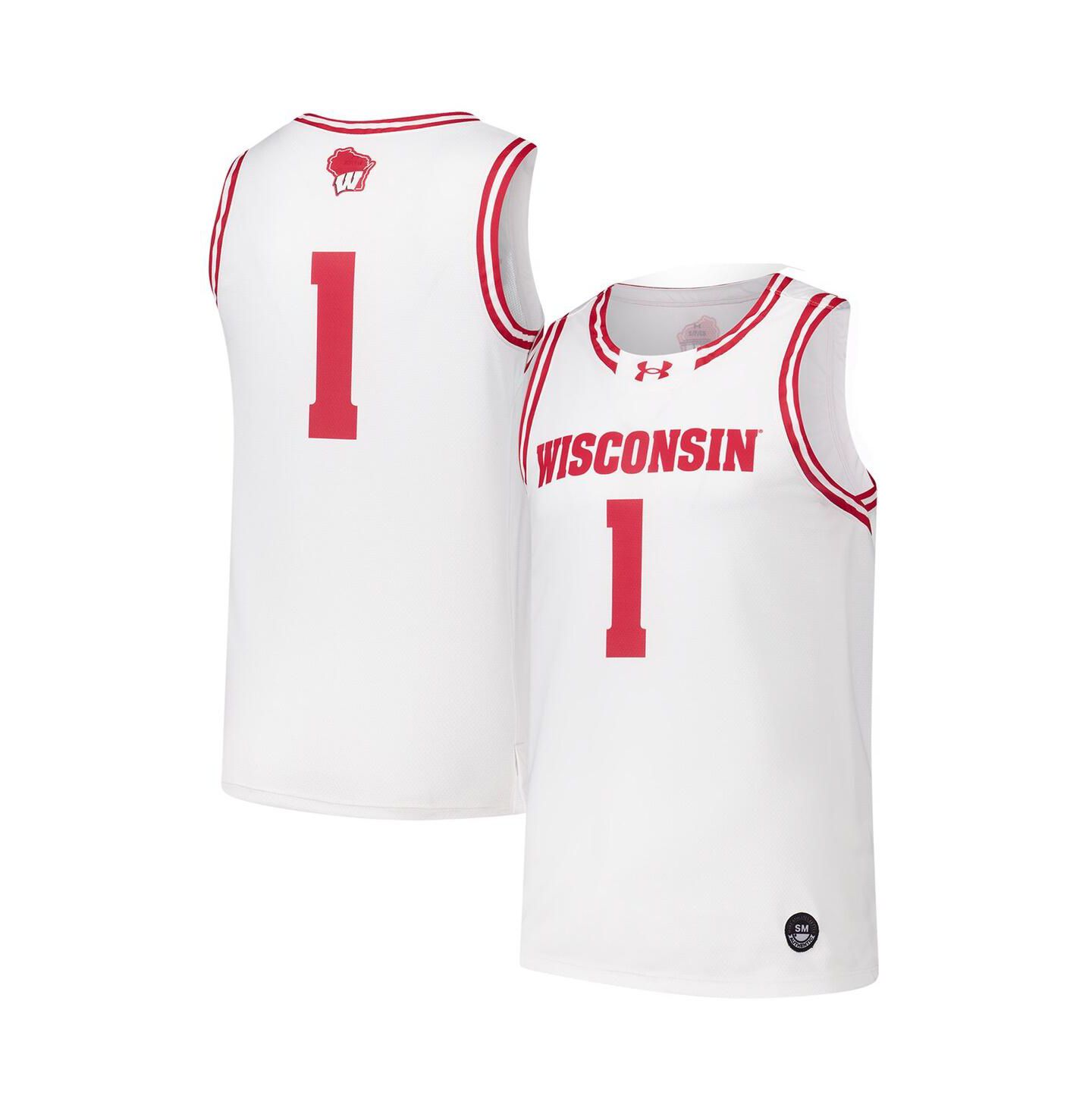 Мужской топ Under Armour 1 White Wisconsin Badgers Replica Basketball Jersey — фото 1