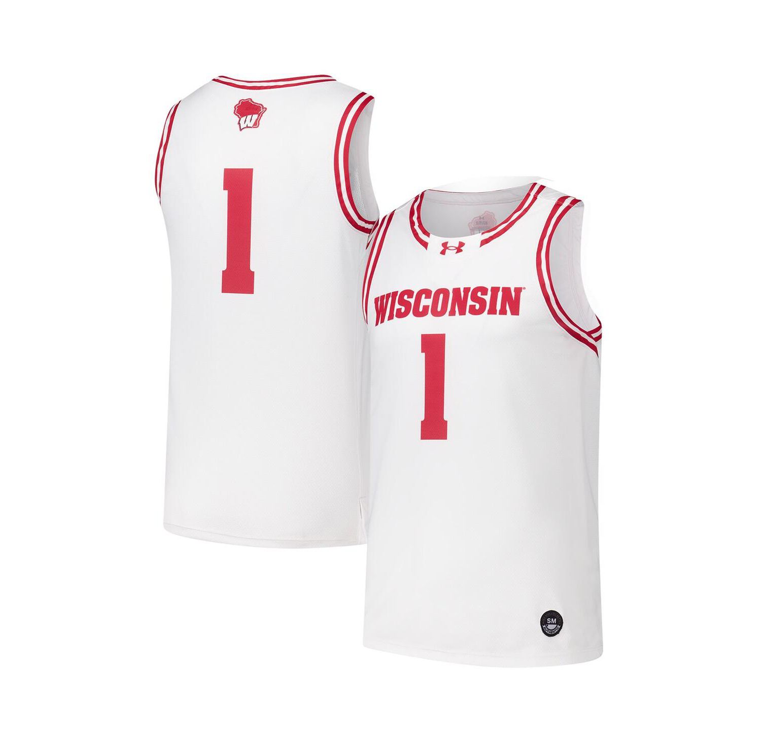 Men's 1 White Wisconsin Badgers Replica Basketball Jersey