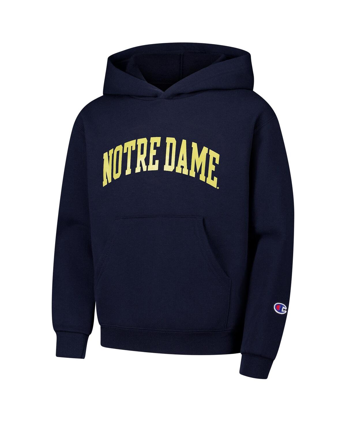 Champion Big Boys And Girls Navy Notre Dame Fighting Irish Basic Arch Hoodie In Navy