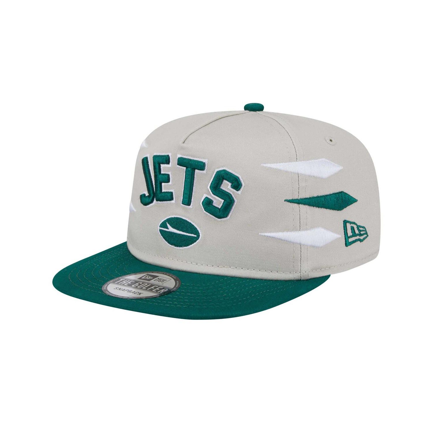 Men's Stone/Green New York Jets Athletic Golfer Snapback Hat