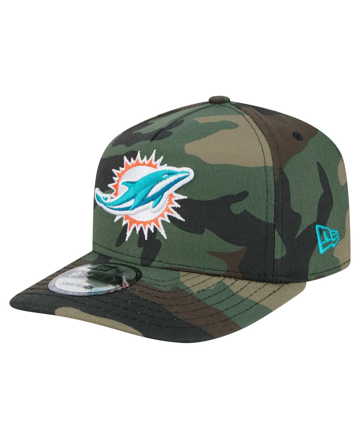 NEW ERA MEN'S CAMO MIAMI DOLPHINS WOODSY 9FIFTY SNAPBACK HAT 