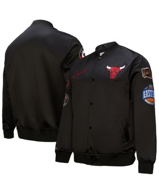 Mitchell & Ness - Men's Black Chicago Bulls Hardwood Classics Blackout Collection Satin Full-Zip Jacket