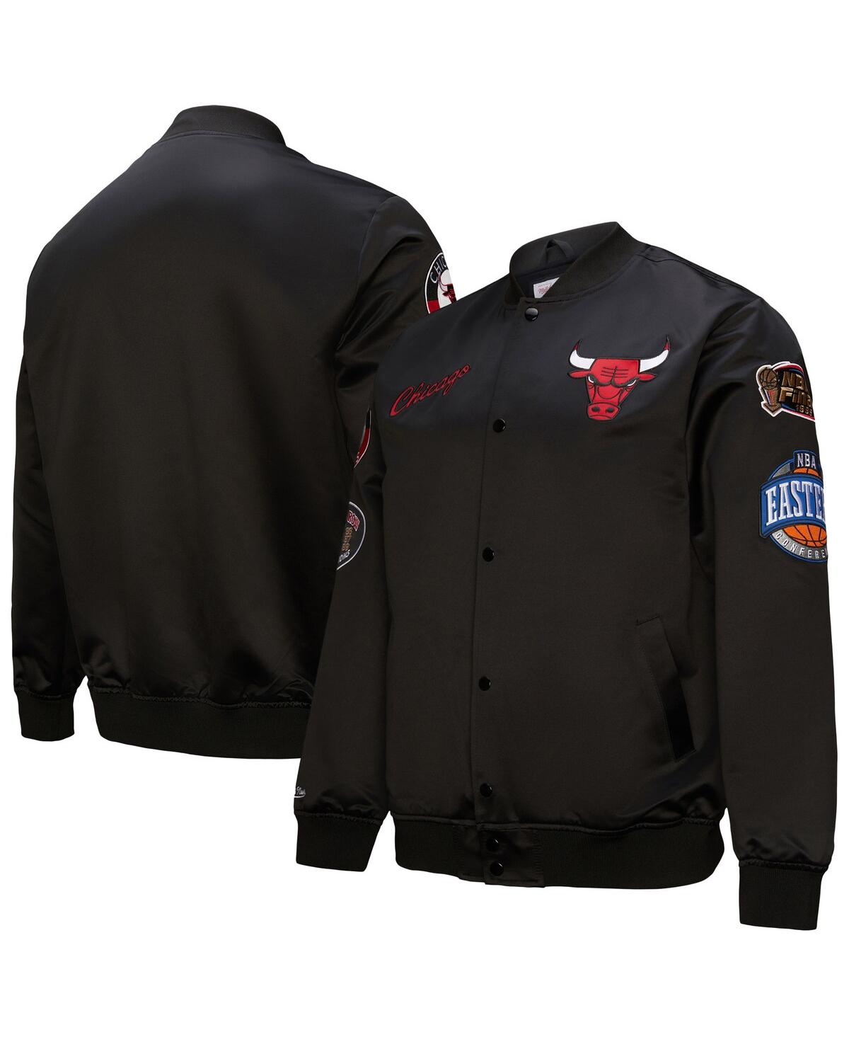 Mitchell & Ness Men's Black Chicago Bulls Hardwood Classics Blackout Collection Satin Full-zip Jacket In Black