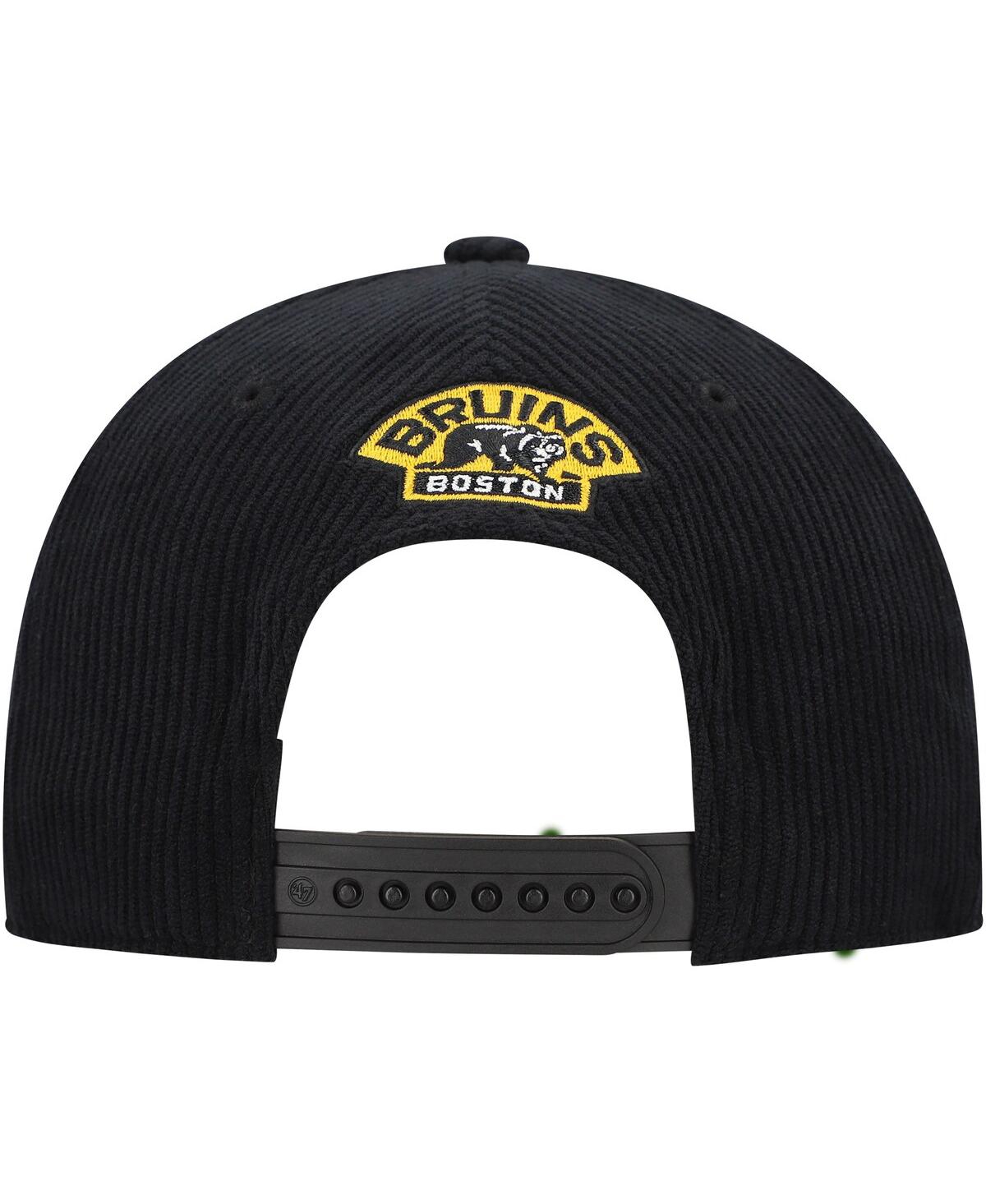 47 Brand Men's Black Boston Bruins Crosstown Corduroy Hitch Adjustable Hat In Black
