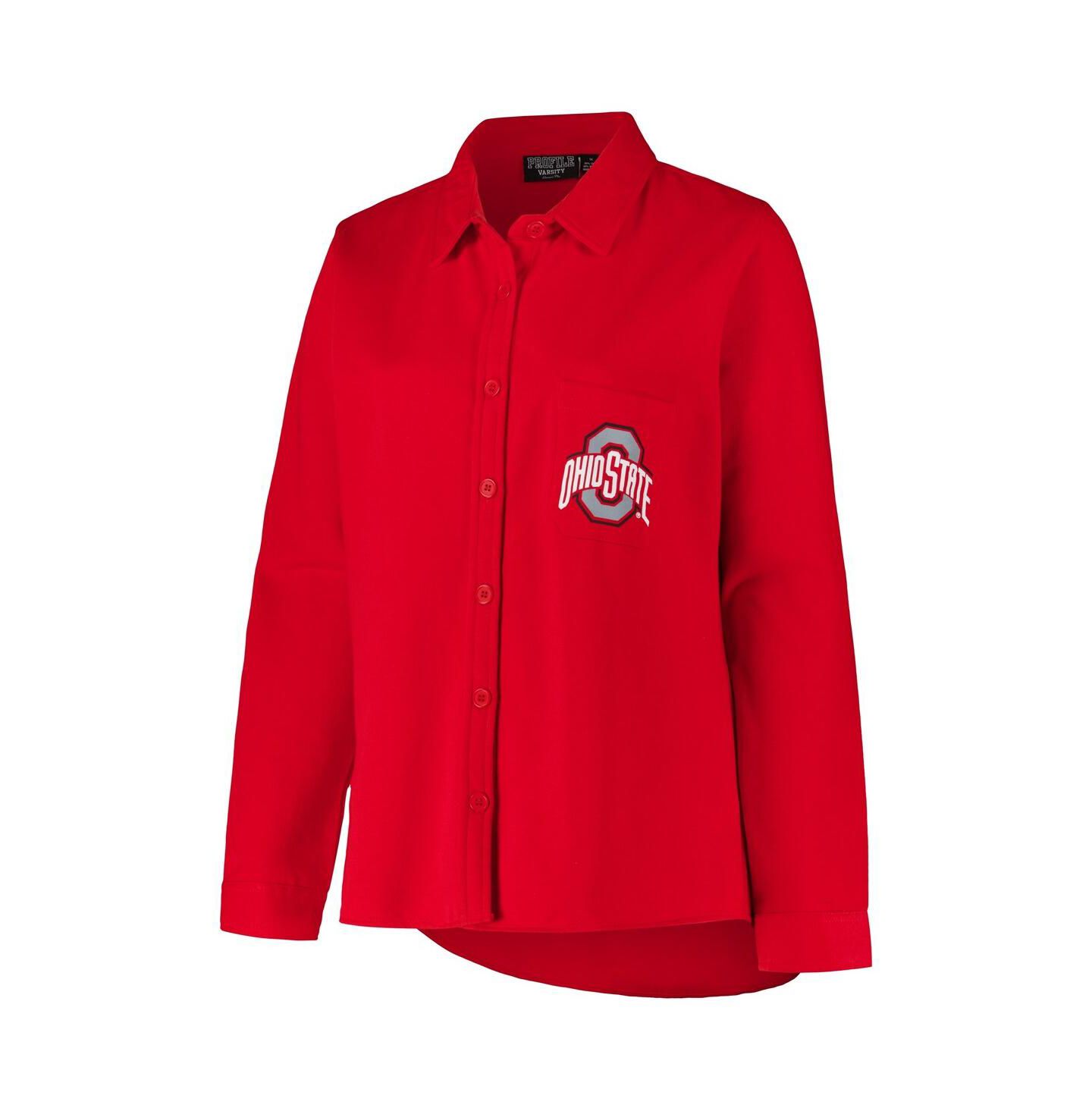 Женские куртки Fanatics Scarlet Ohio State Buckeyes Plus Size Button-Up Shacket — фото 3