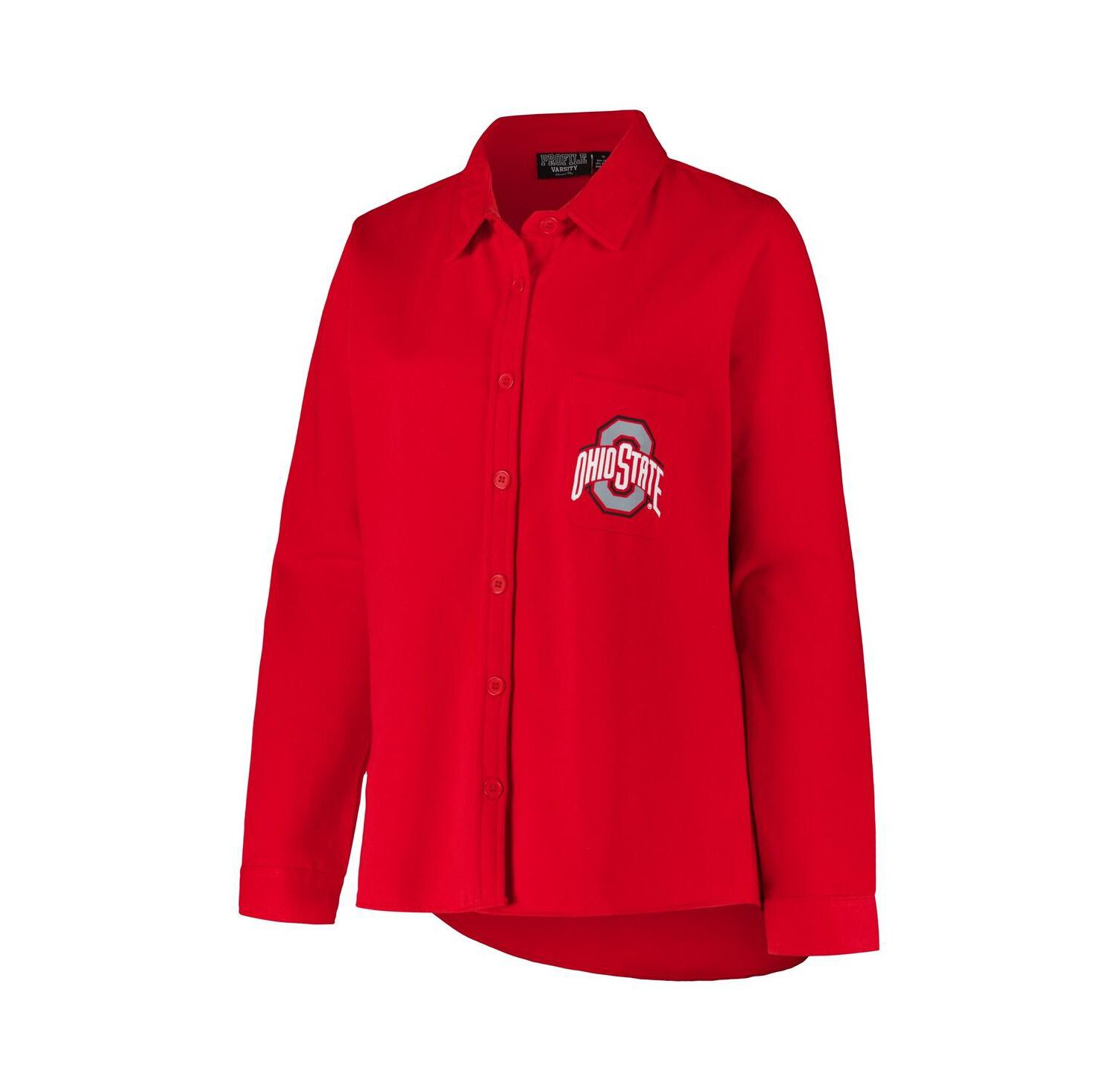 Women's Scarlet Ohio State Buckeyes Plus Size Button-Up Shacket