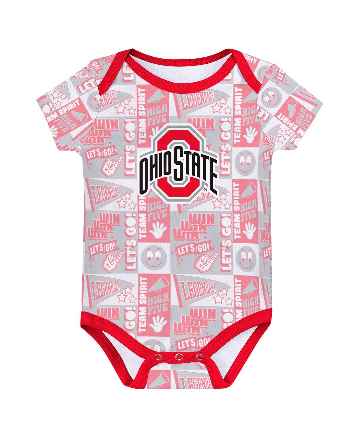 Outerstuff Baby Boys And Girls Ohio State Buckeyes Sunday Comics Bodysuit Set 3-pack In Red