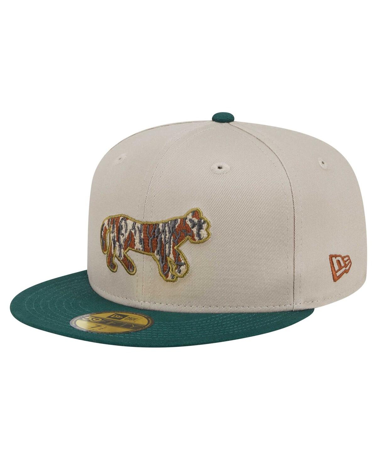 New Era Men's Natural/hunter Green Detroit Tigers Lifestyle Tree Bark Fill 59fifty Fitted Hat In Natural,hunter Green