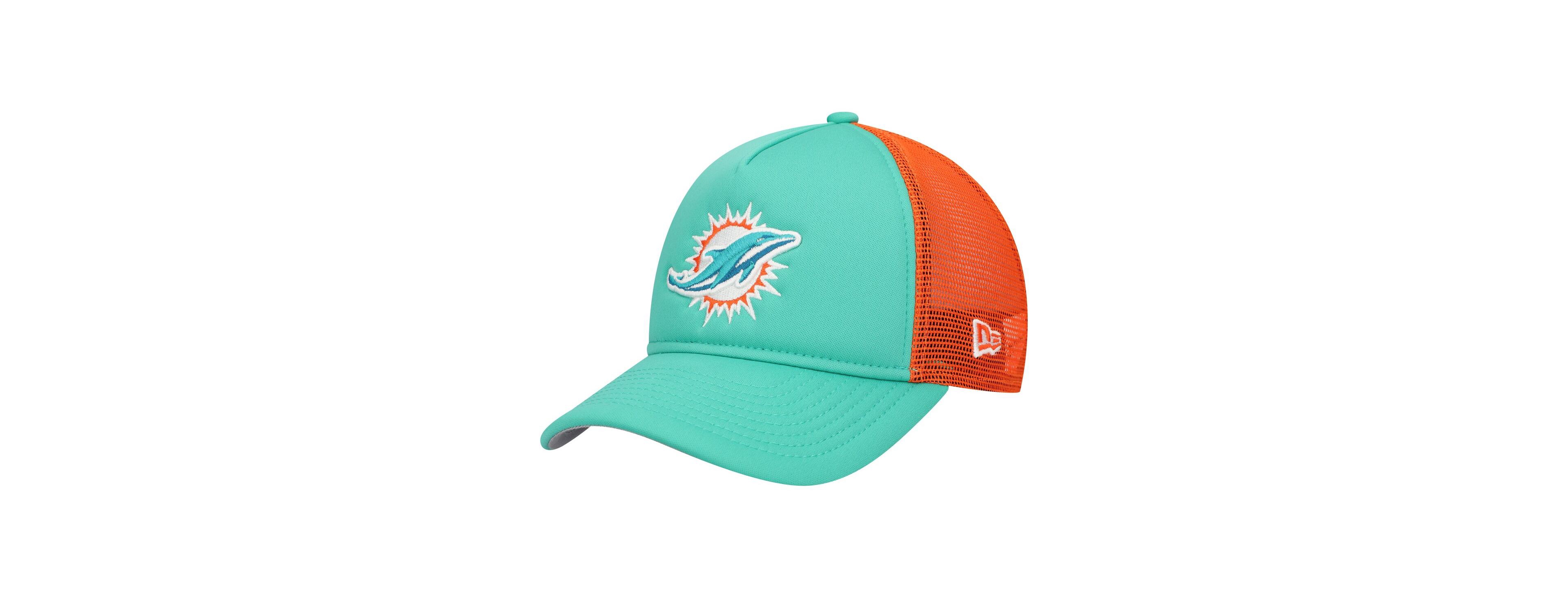 New Era Big Boys and Girls Aqua Miami Dolphins A-Frame 9FORTY Trucker Adjustable Hat