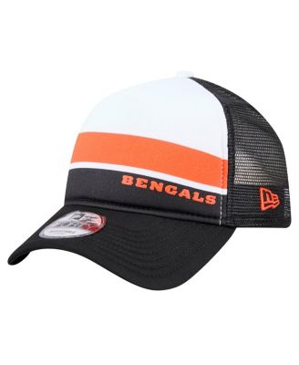 Men's White/Black Cincinnati Bengals Sport Night Color Block 9FORTY A-Frame Trucker Adjustable Hat