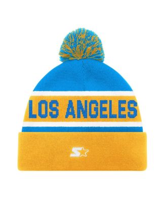 Men's and Women's Gold/Powder Blue Los Angeles Chargers Cuffed with Pom Knit Hat